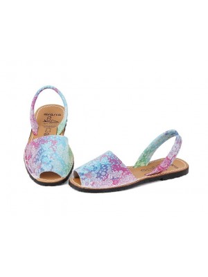 Sandale Avarca Flower Multicolor , Piele Naturala